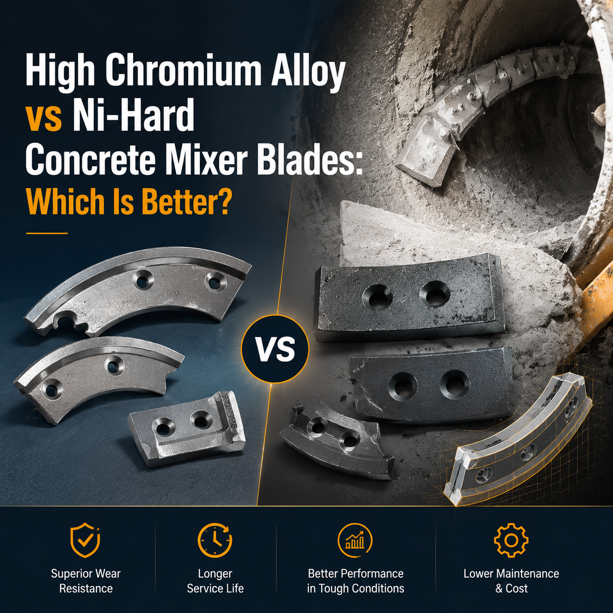High Chromium Alloy vs Ni-Hard Concrete Mixer Blades: Alin ang Mas Mabuti?