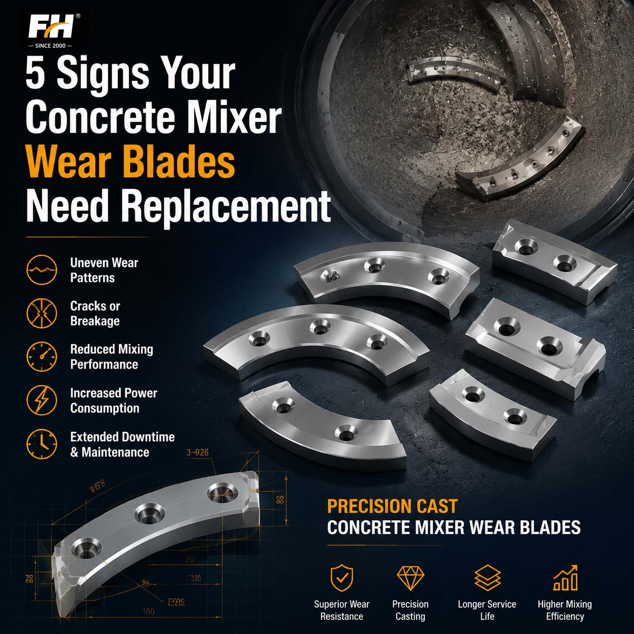 5 Senyales na Kailangang Palitan ang Iyong Concrete Mixer Wear Blades